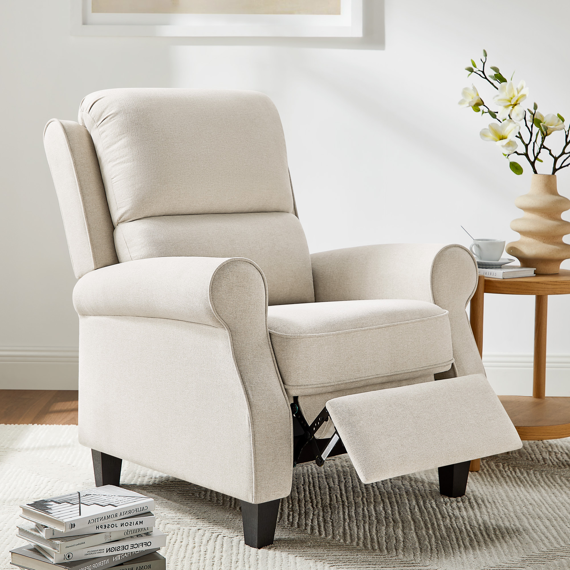 Oversized Push-Back Recliner with Lumbar Support for Living Room, Bedroom & Reading Nook