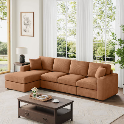 119" L-Shaped 3-Piece Sectional Sofa with Chaise 