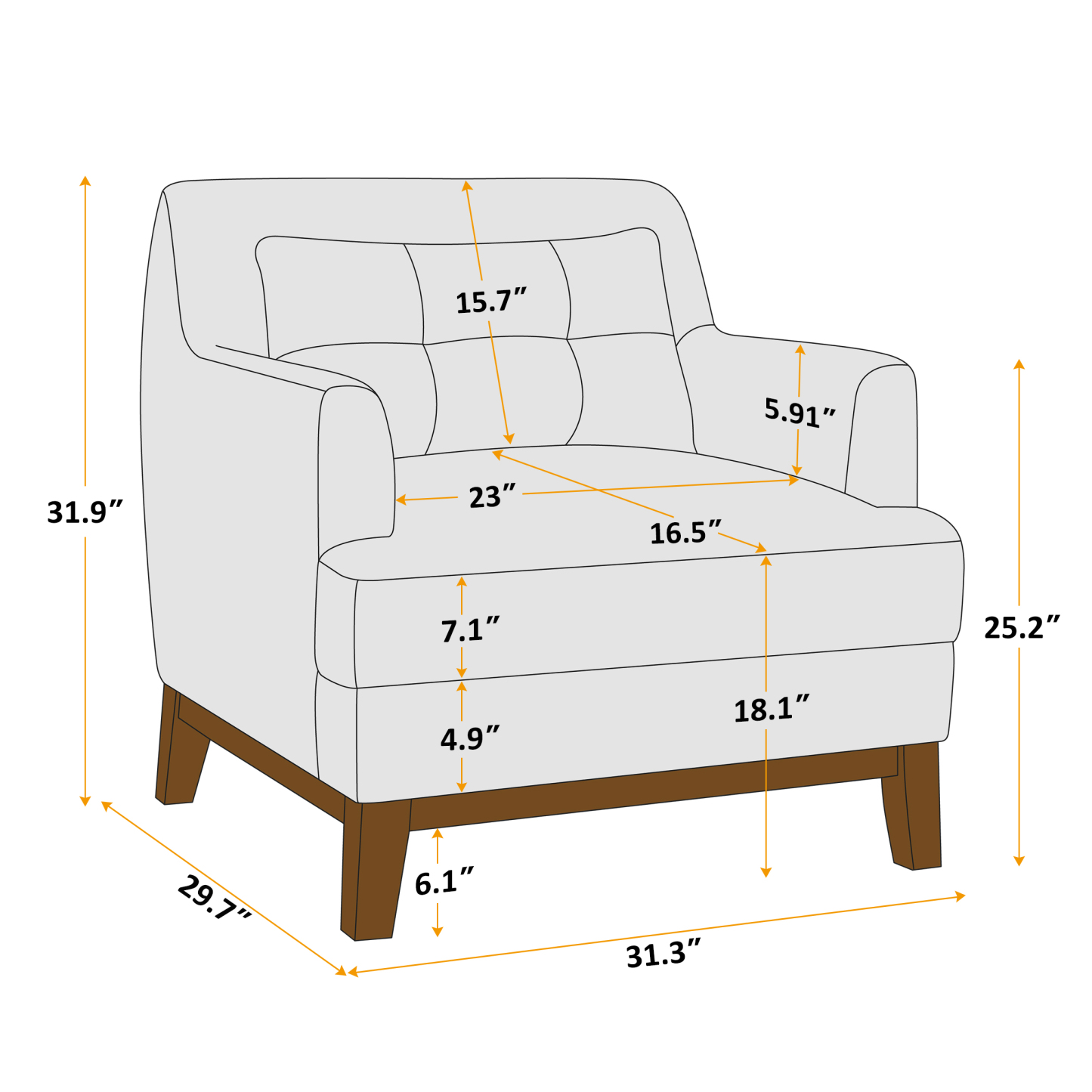 Upholstered Armchair with Wooden Frame