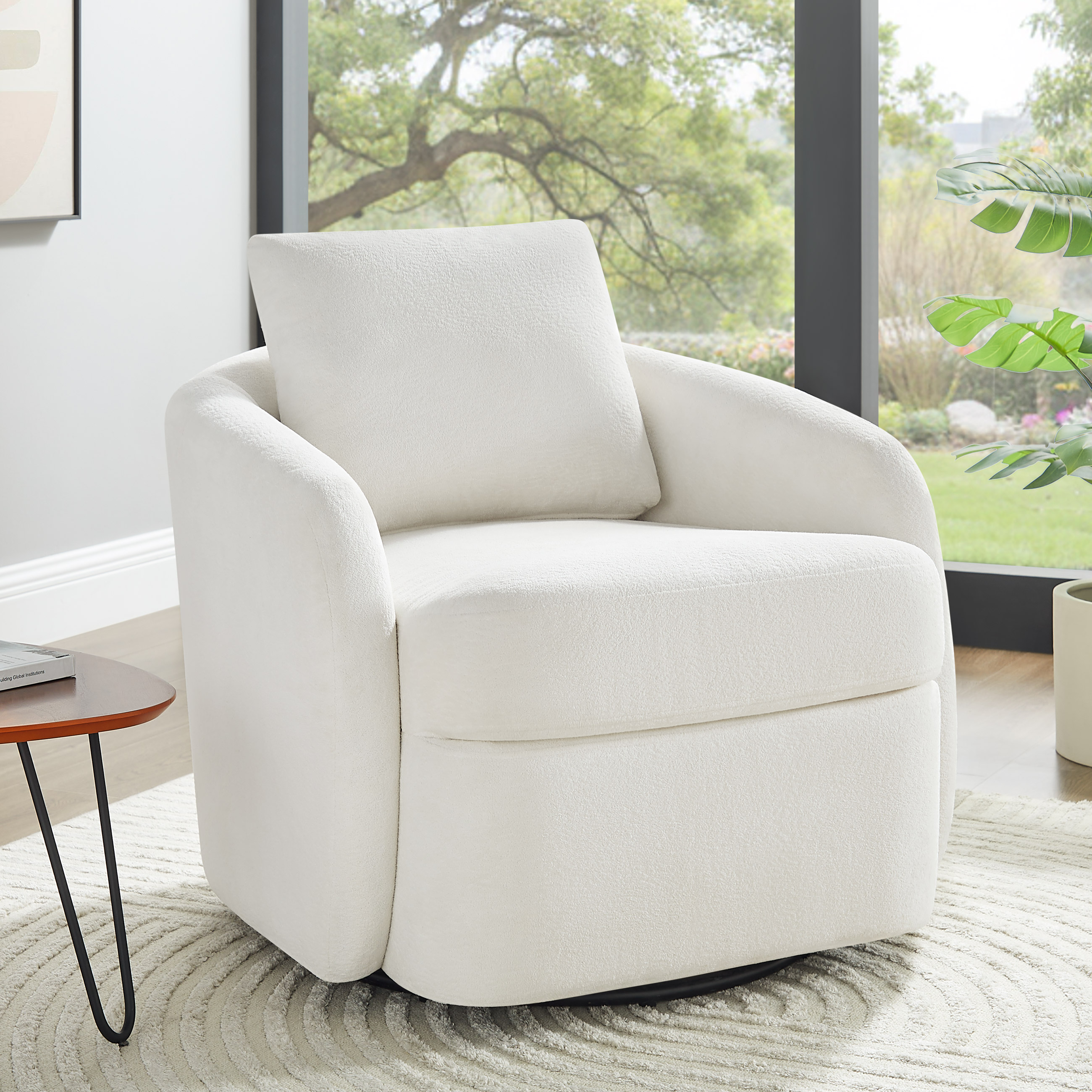 360° Swivel Accent Chair with Removable Pillow for Bedroom