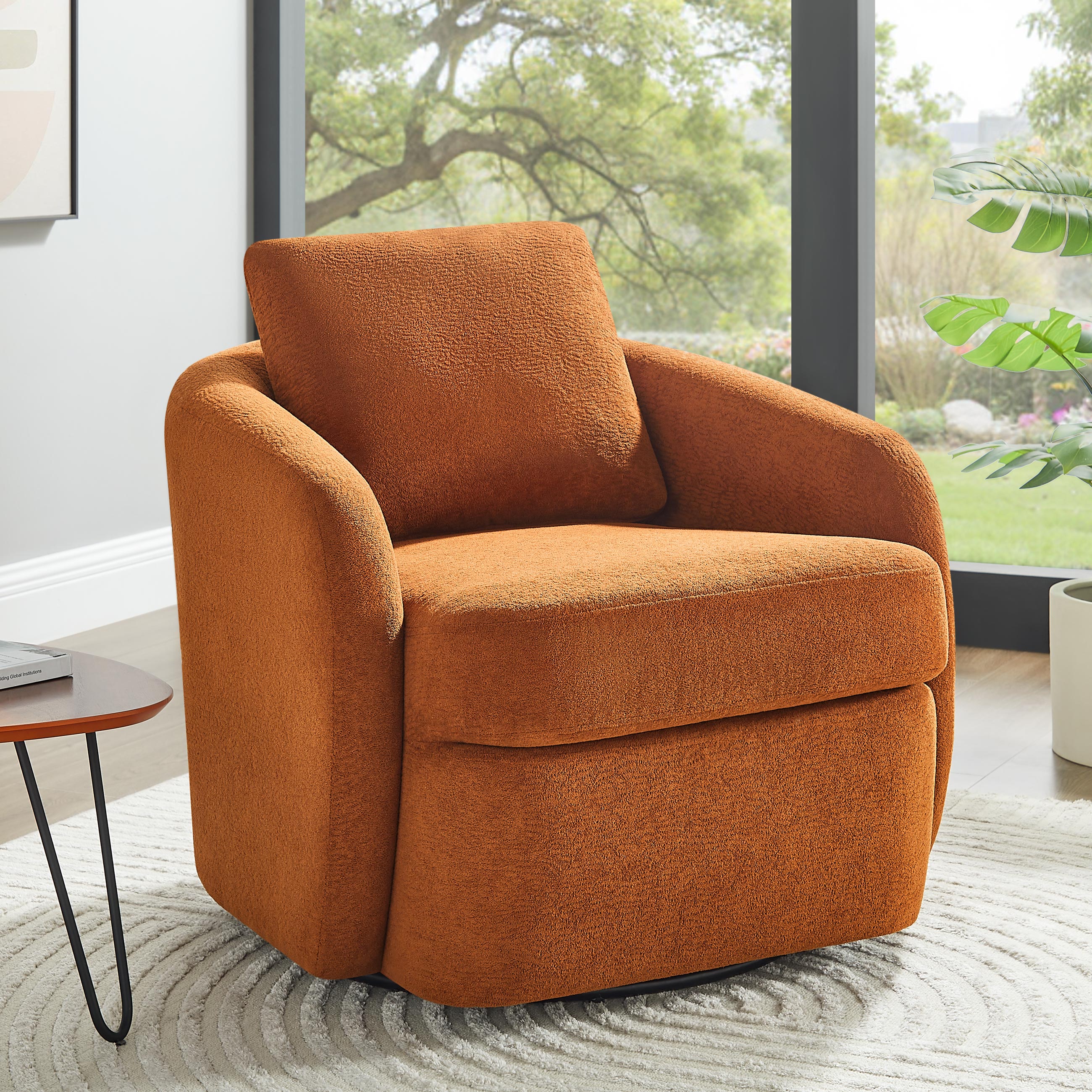 360° Swivel Accent Chair with Removable Pillow for Bedroom