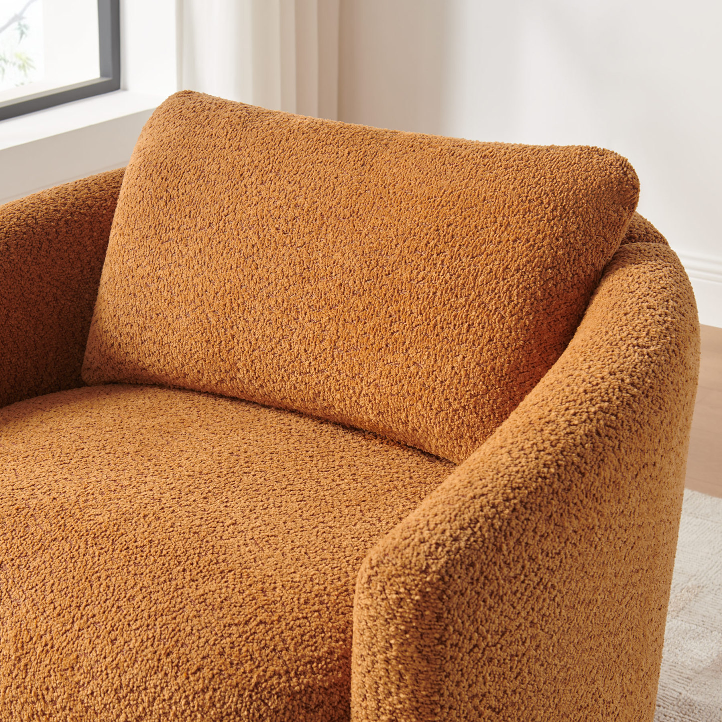 Boucle Barrel Reading Chair with Cloud Pillow Back Living Room & Bedroom