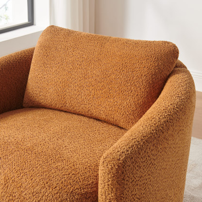 Boucle Barrel Reading Chair with Cloud Pillow Back Living Room & Bedroom