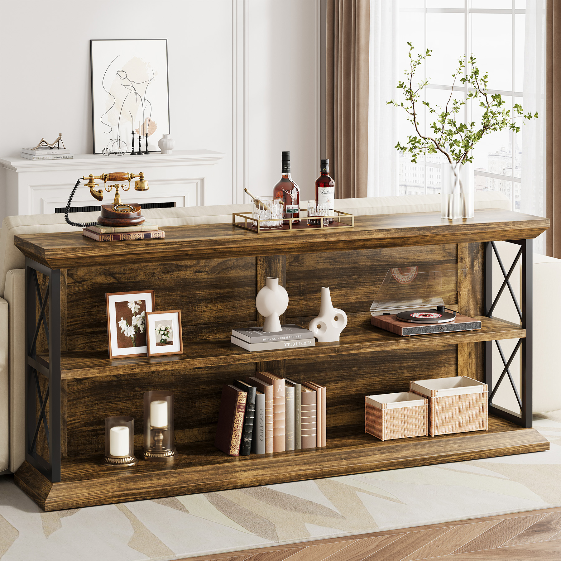 63-Inch Extra Long Console Table for Living Room, Hallway