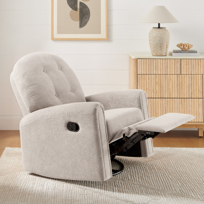 Swivel Glider Recliner Chair, Nursery Reclining Sofa Chair with Tufted Backrest