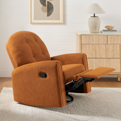 Swivel Glider Recliner Chair, Nursery Reclining Sofa Chair with Tufted Backrest