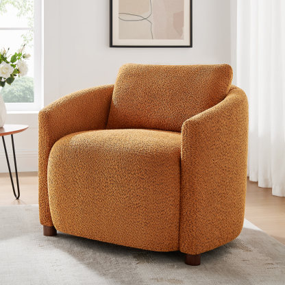Boucle Barrel Reading Chair with Cloud Pillow Back Living Room & Bedroom