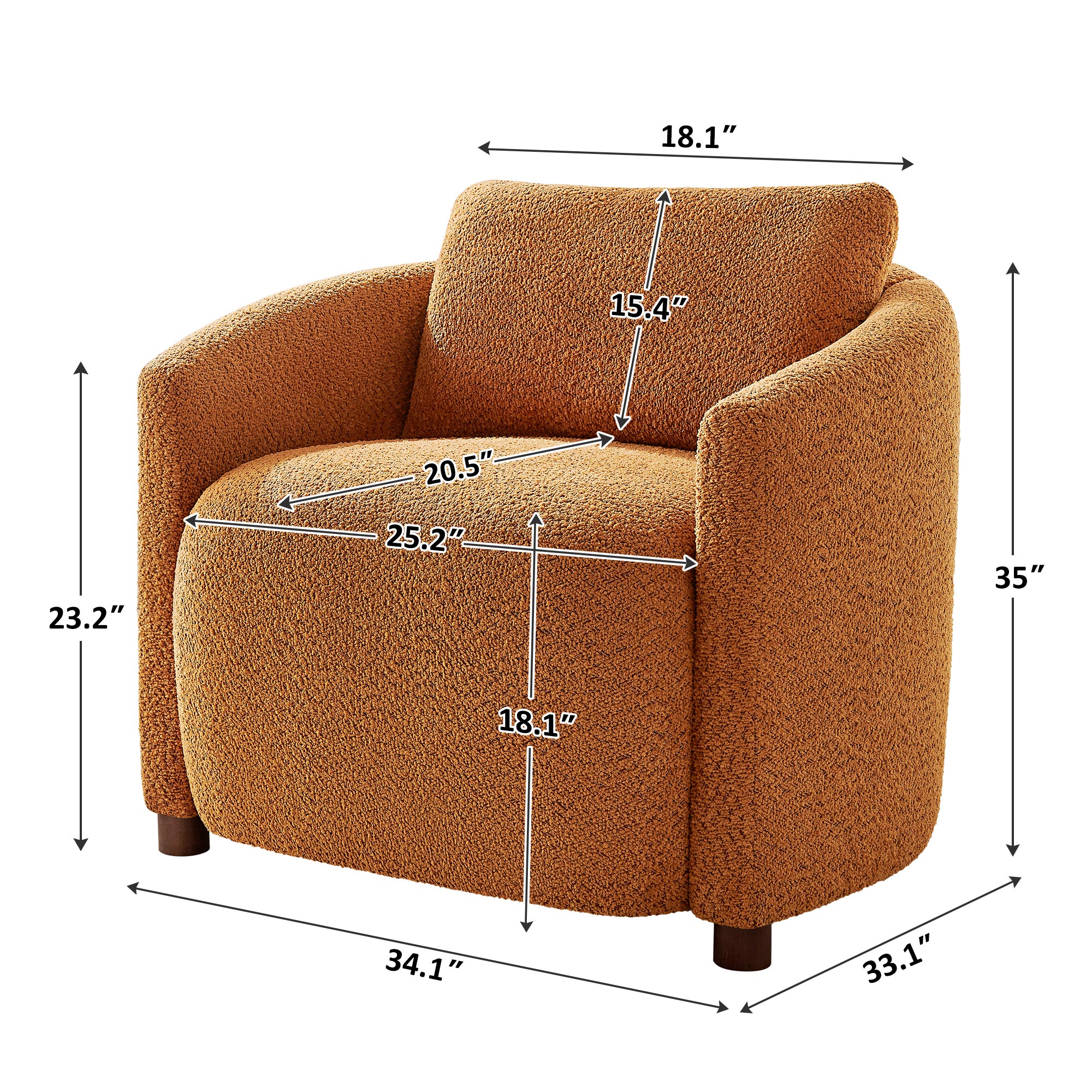 Boucle Barrel Reading Chair with Cloud Pillow Back Living Room & Bedroom