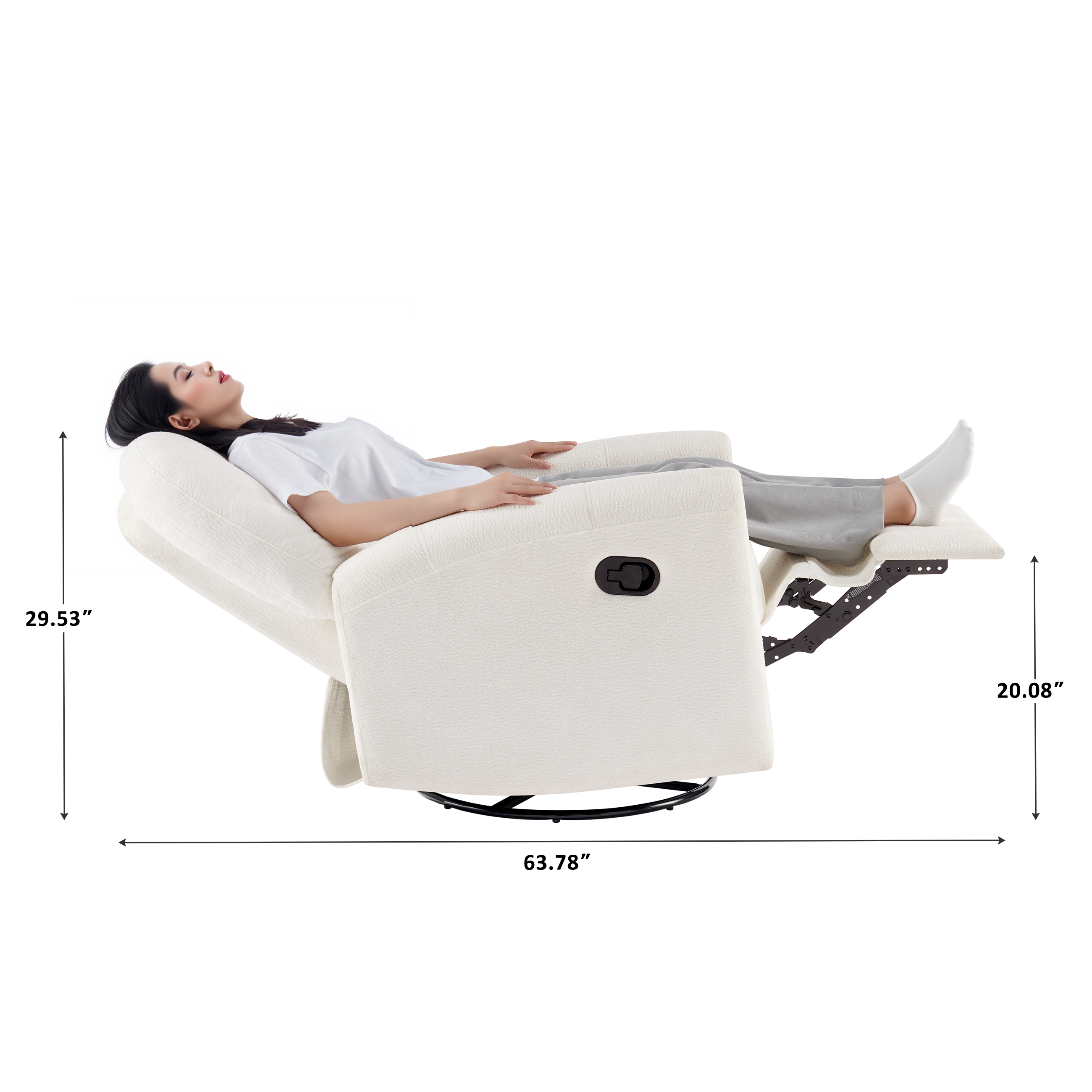 Swivel Glider Recliner Chair, Nursery Reclining Sofa Chair with Tufted Backrest