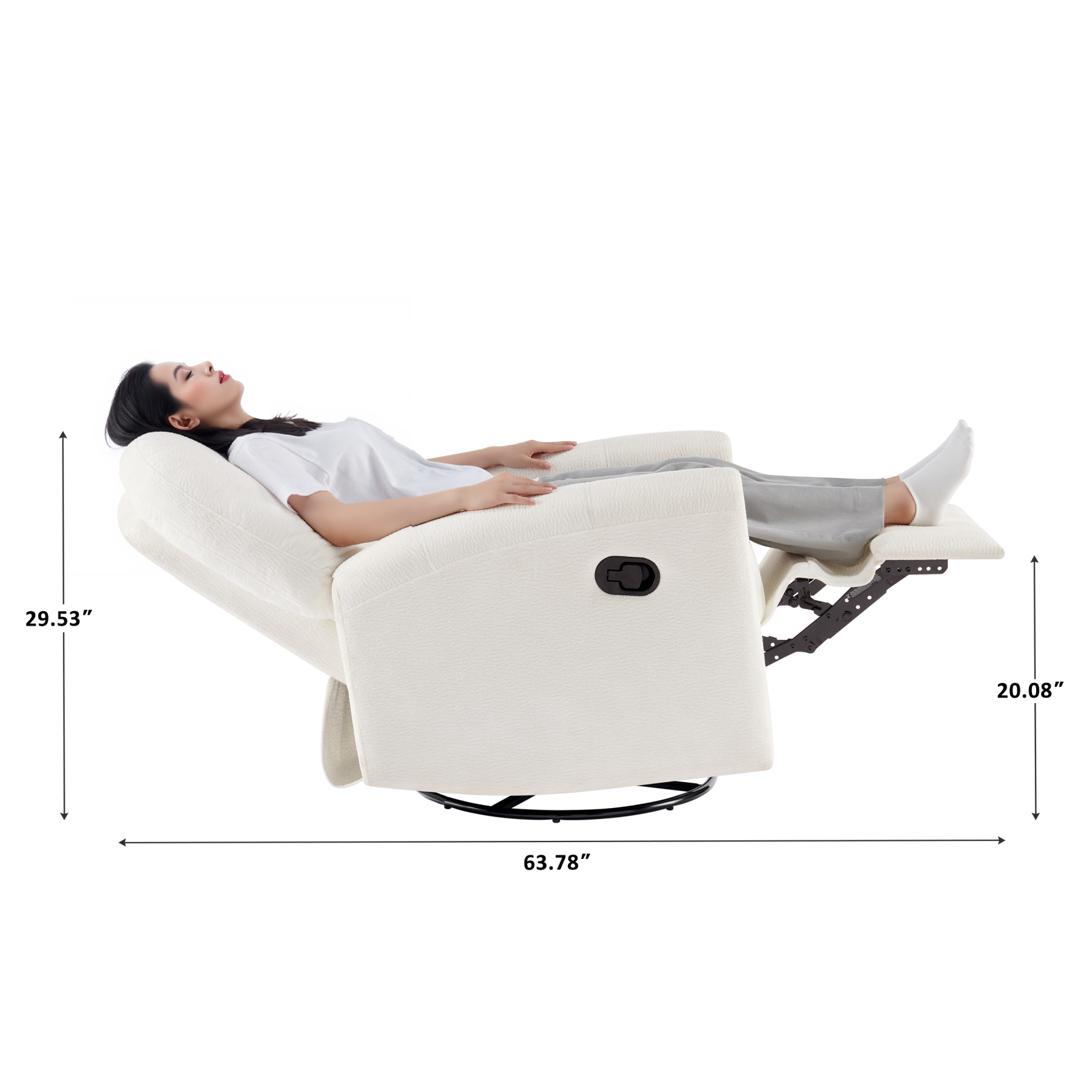 Swivel Glider Recliner Chair, Nursery Reclining Sofa Chair with Tufted Backrest