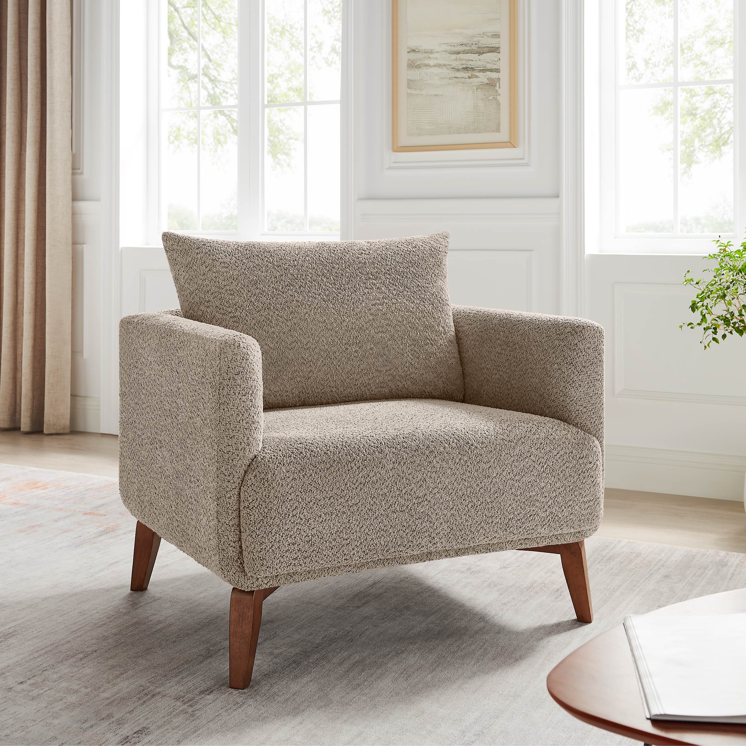 Morden Accent Chair with Wood Base
