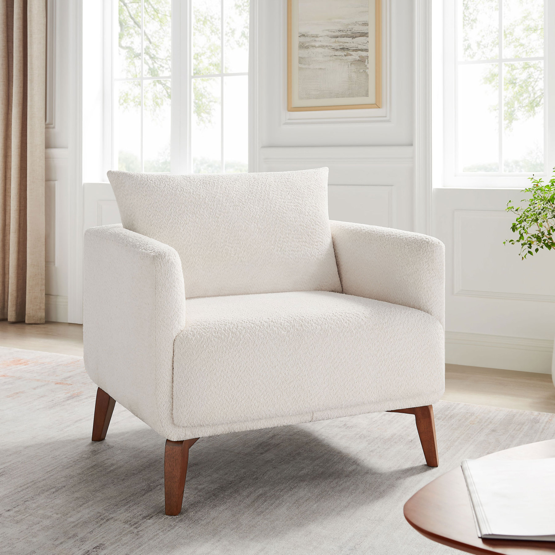 Morden Accent Chair with Wood Base