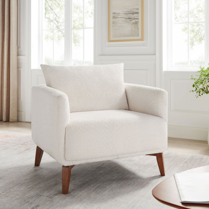Morden Accent Chair with Wood Base