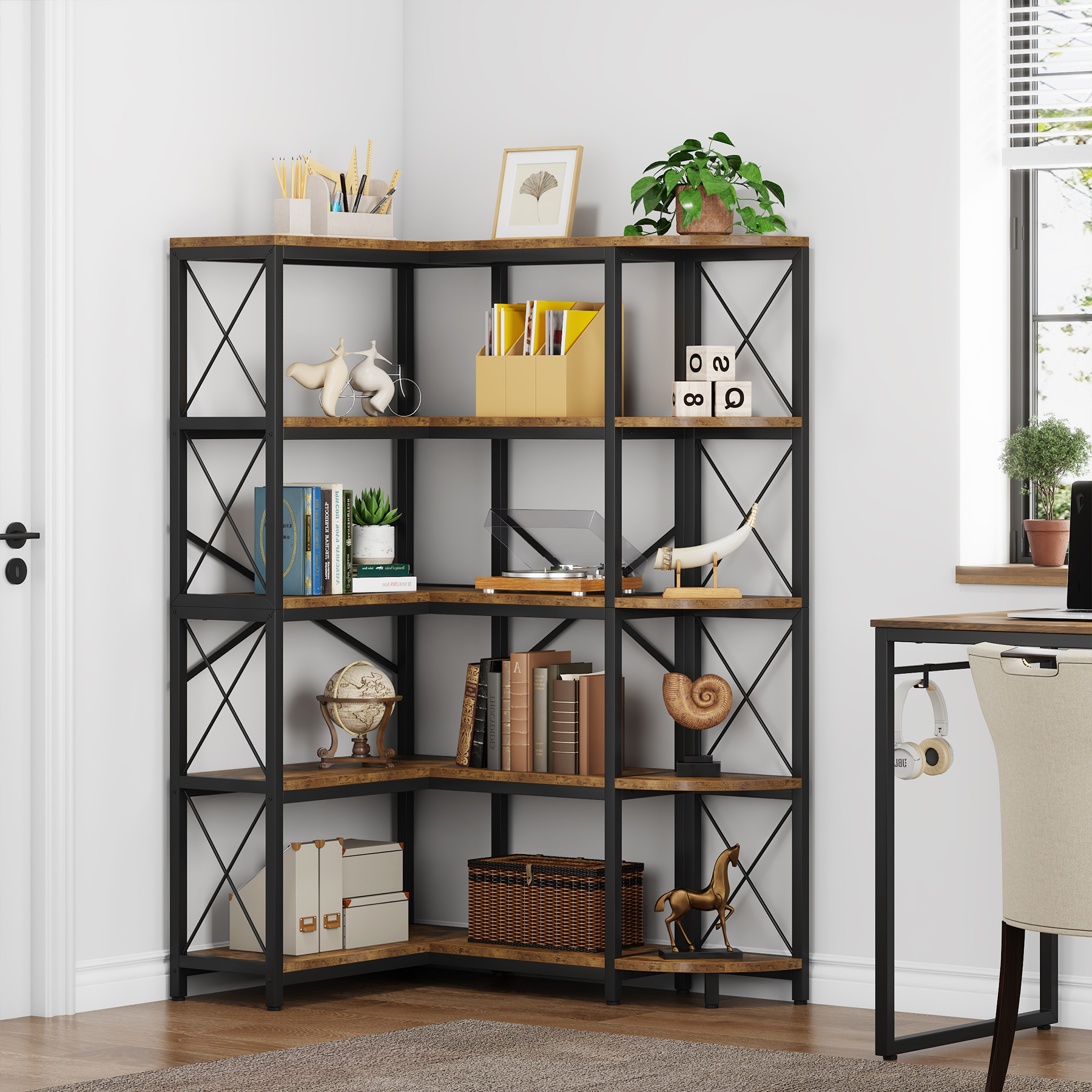 5-Tier Reversible L-Shaped Corner Shelf