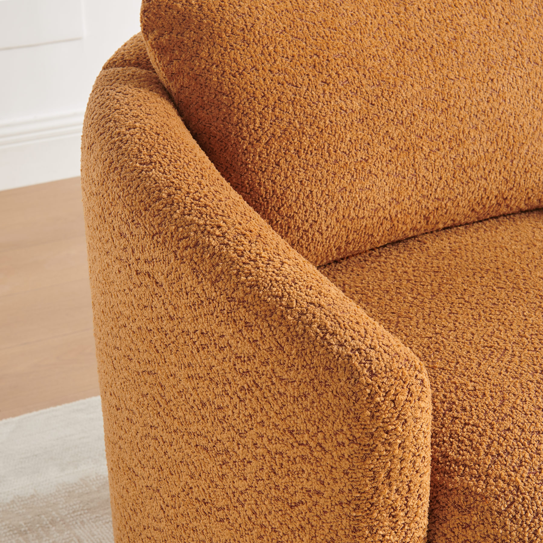 Boucle Barrel Reading Chair with Cloud Pillow Back Living Room & Bedroom