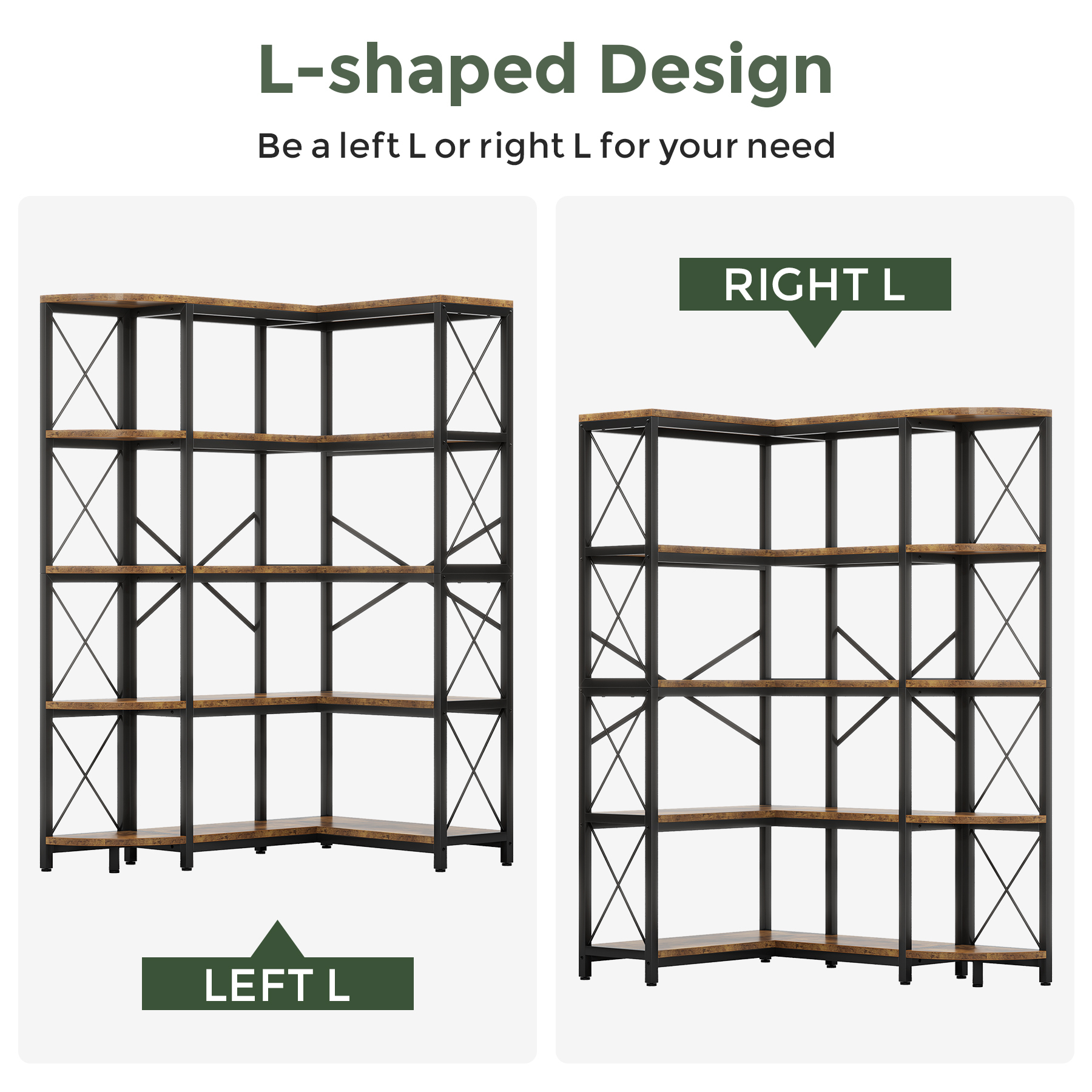 5-Tier Reversible L-Shaped Corner Shelf