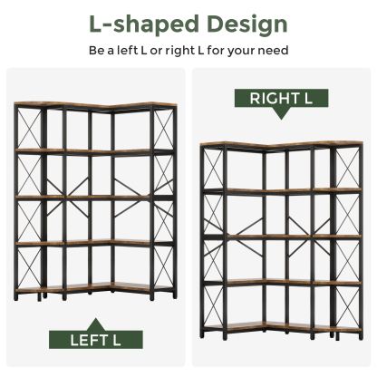 5-Tier Reversible L-Shaped Corner Shelf
