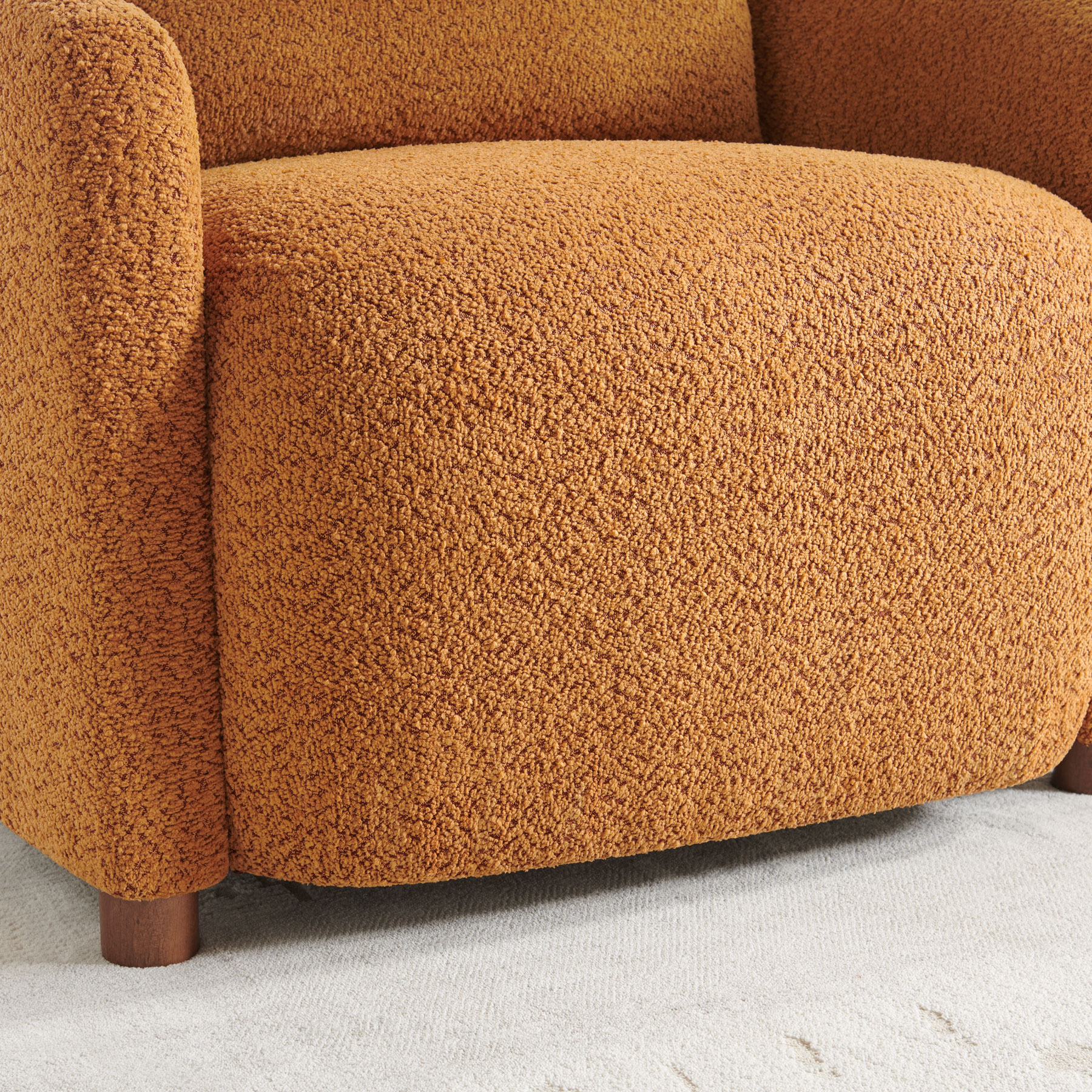 Boucle Barrel Reading Chair with Cloud Pillow Back Living Room & Bedroom
