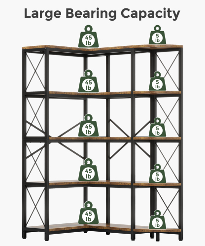 5-Tier Reversible L-Shaped Corner Shelf