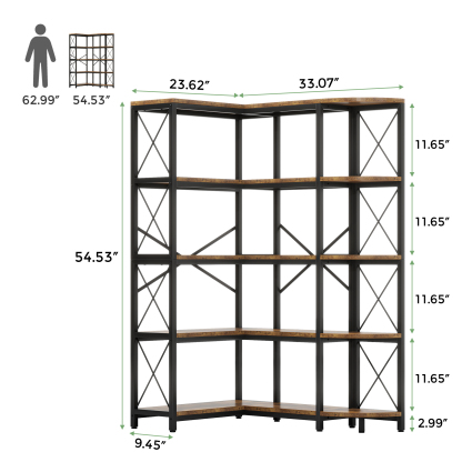 5-Tier Reversible L-Shaped Corner Shelf
