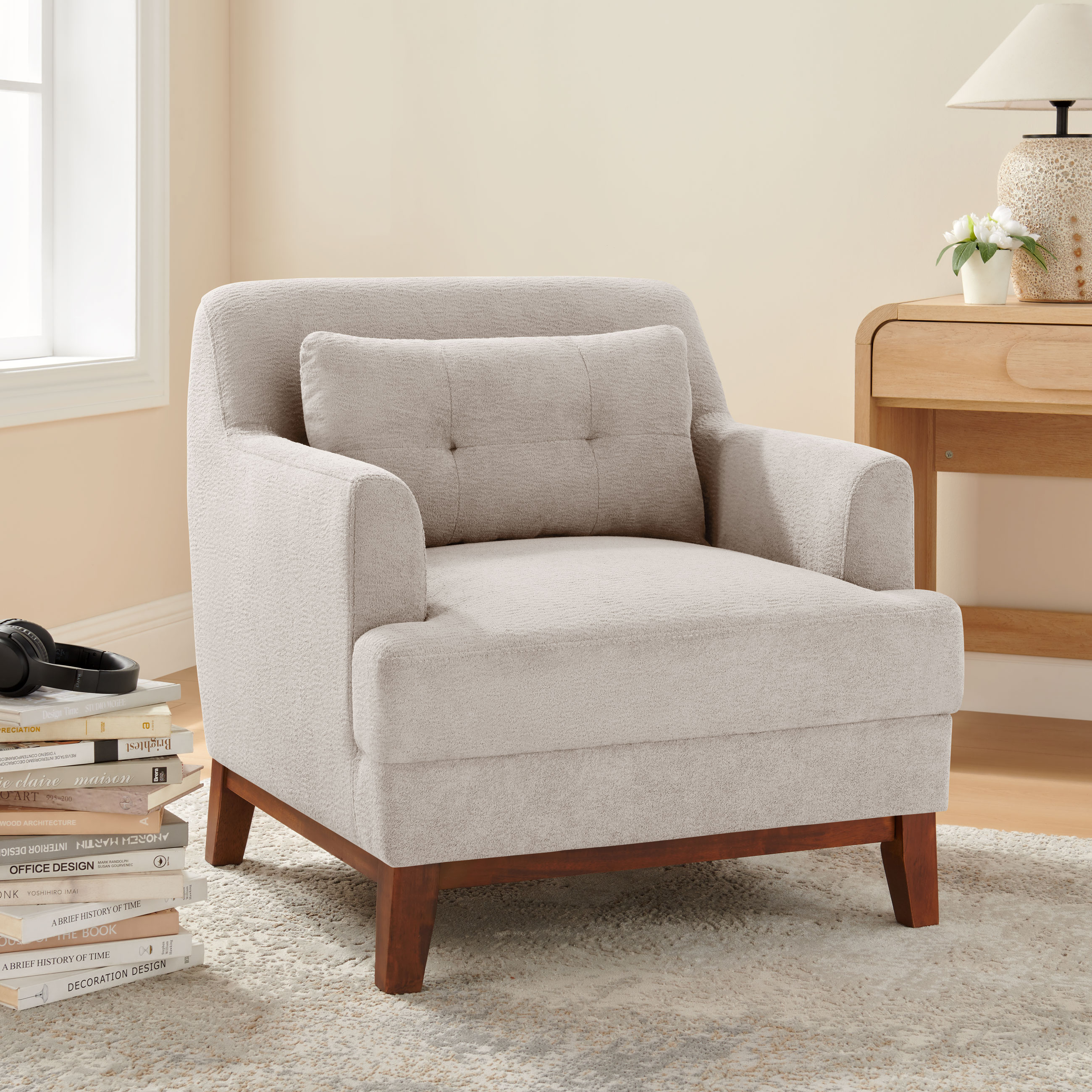 Upholstered Armchair with Wooden Frame