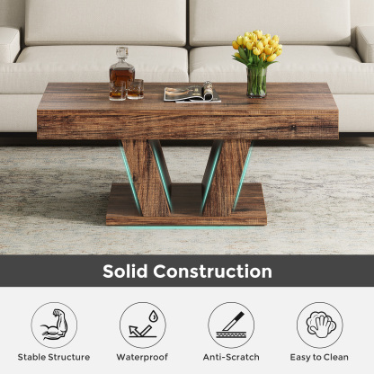 Wood Coffee Table with Storage for Living Room