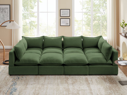 VANOMI 8-Piece Linen Modular Sleeper Sectional Sofa Bed