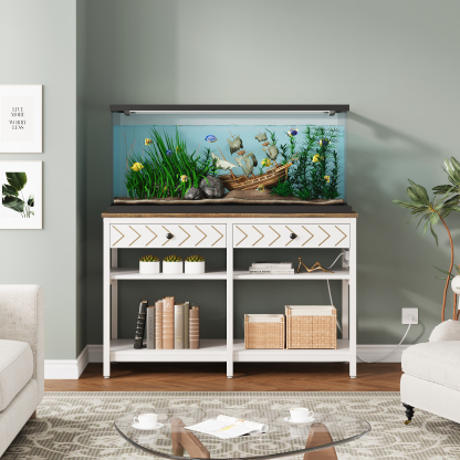 43.31'' Aquarium Stand with Power Outlets & Drawers for Indoor (No Aquarium)