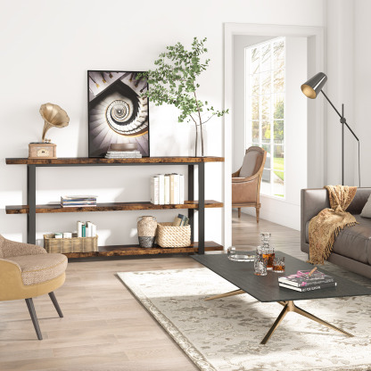  70.9 Inch 3-Tier Console Table with Storage