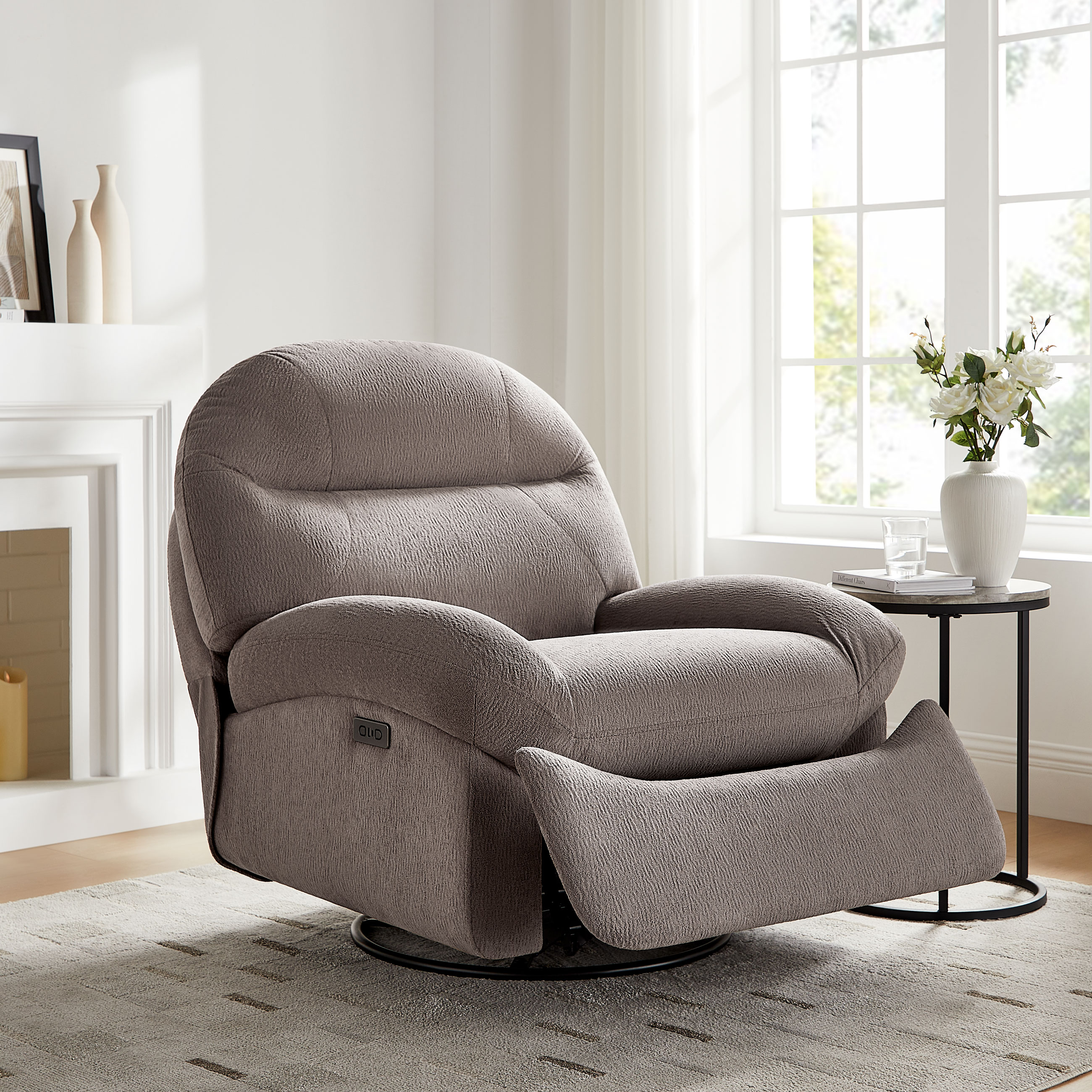 Power swivel nursery glider recliner with USB ＆ Type C Charging, Rocking Chair for Living Room, Bedroom, and Office