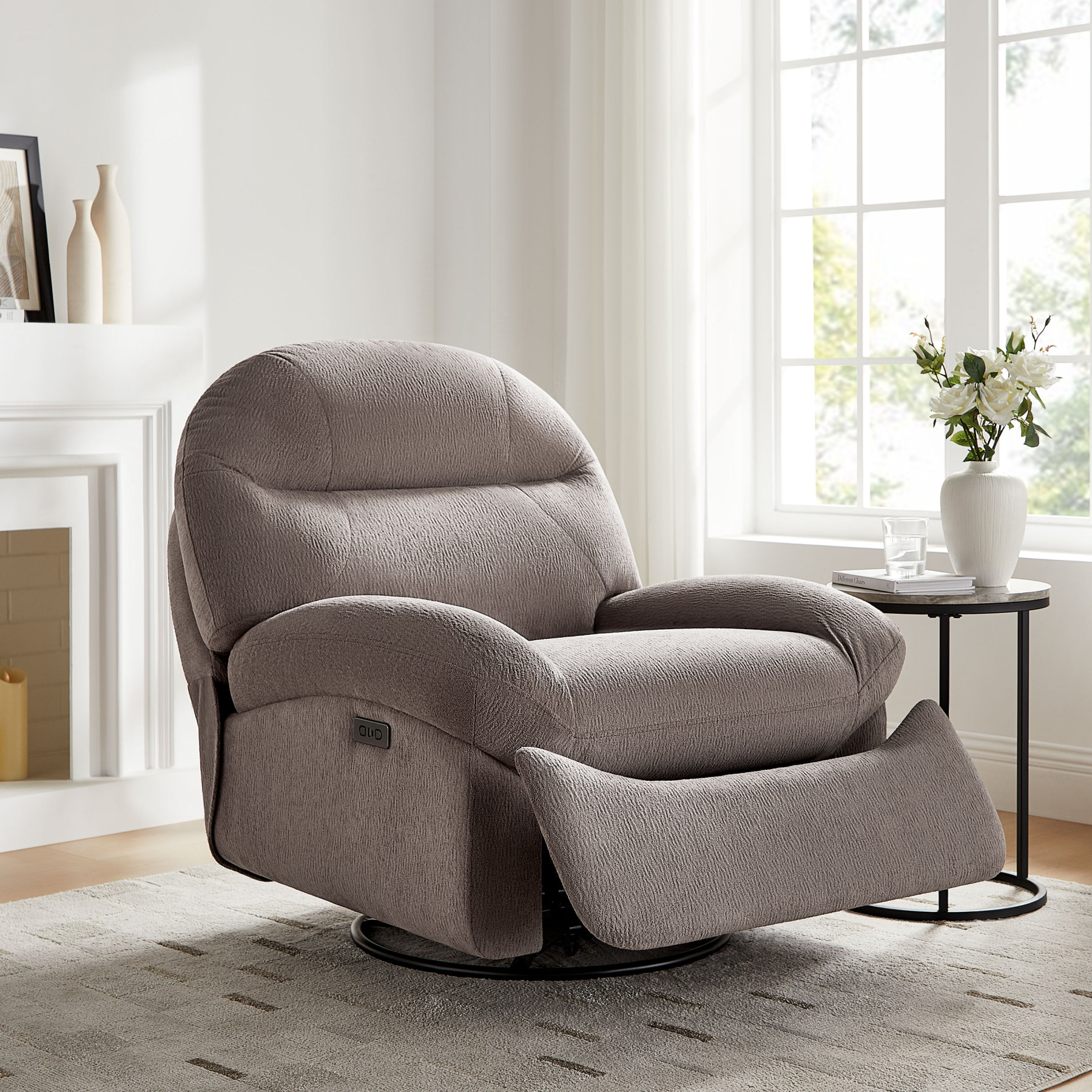 Power swivel nursery glider recliner with USB ＆ Type C Charging, Rocking Chair for Living Room, Bedroom, and Office