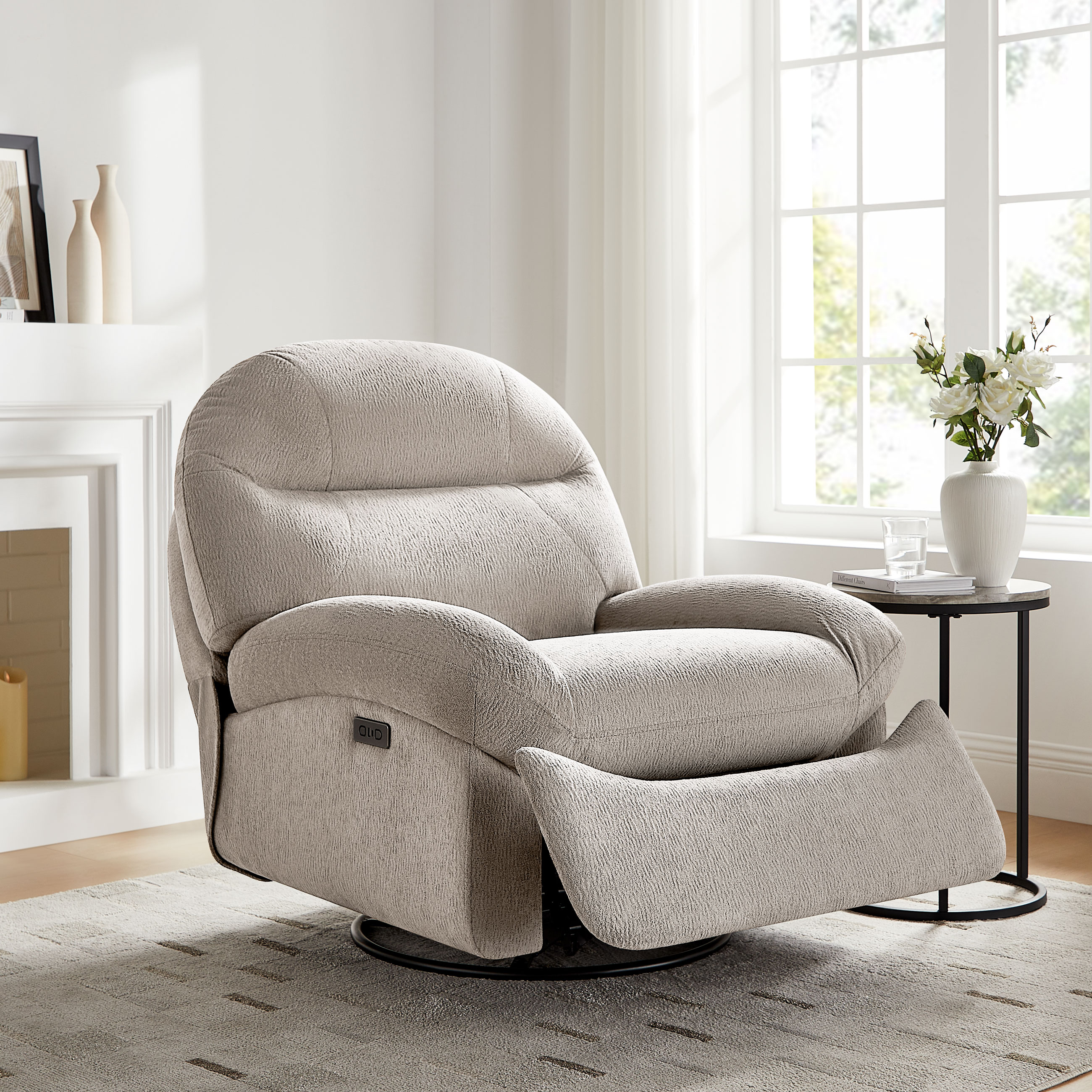 Power swivel nursery glider recliner with USB ＆ Type C Charging, Rocking Chair for Living Room, Bedroom, and Office