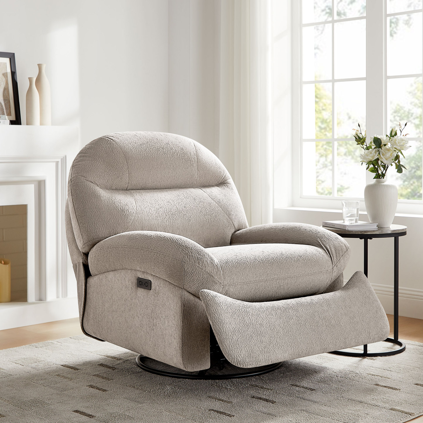 Power swivel nursery glider recliner with USB ＆ Type C Charging, Rocking Chair for Living Room, Bedroom, and Office