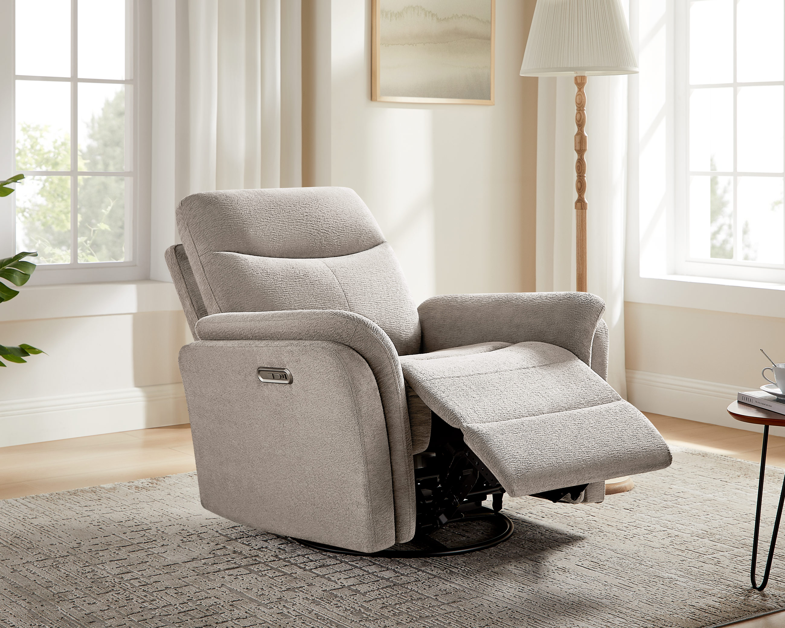 Power Swivel Glider Recliner Chair, Upholstered Rocking Chair with Ottoman for Nursery Glider, Living Room, Bedroom, Apartment