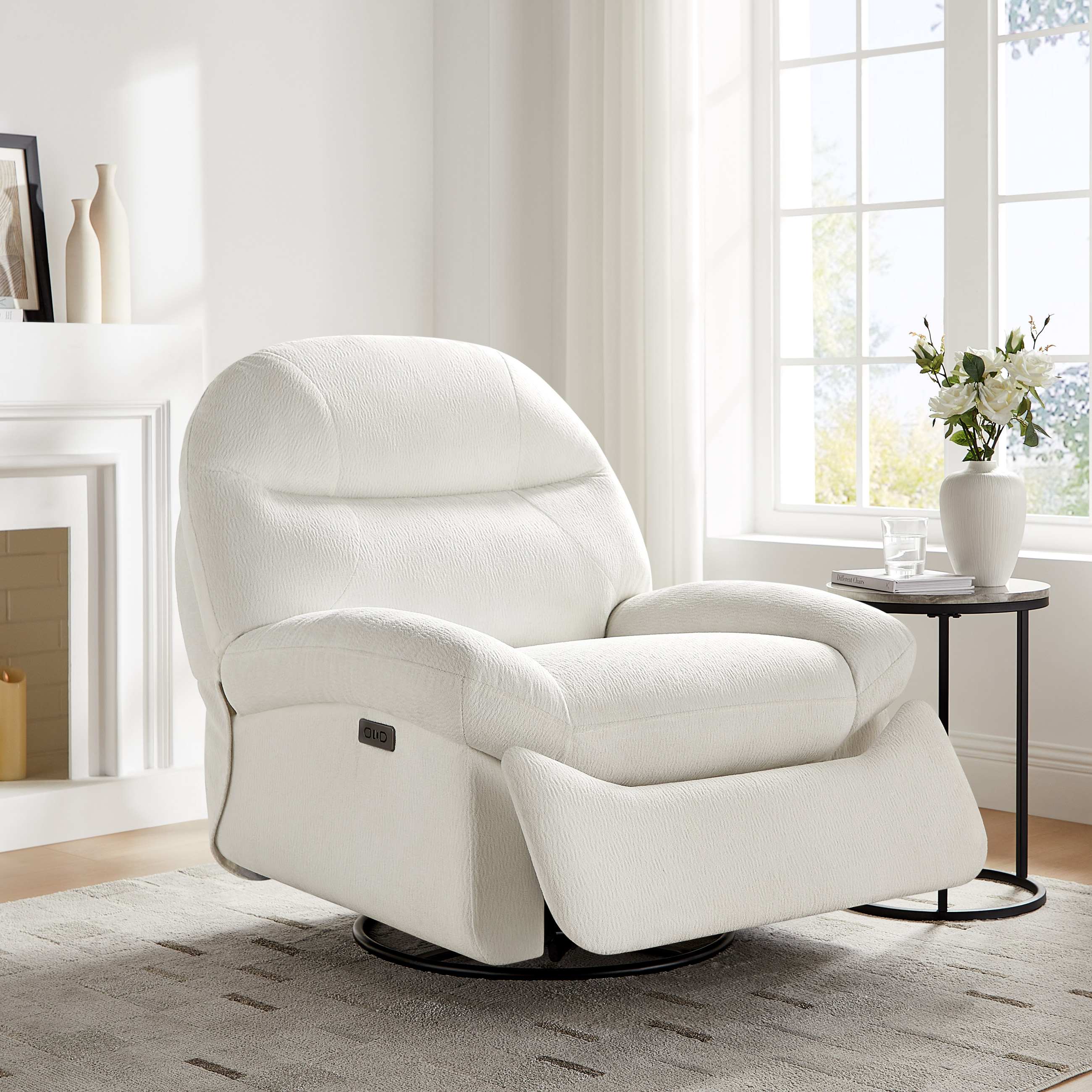 Power swivel nursery glider recliner with USB ＆ Type C Charging