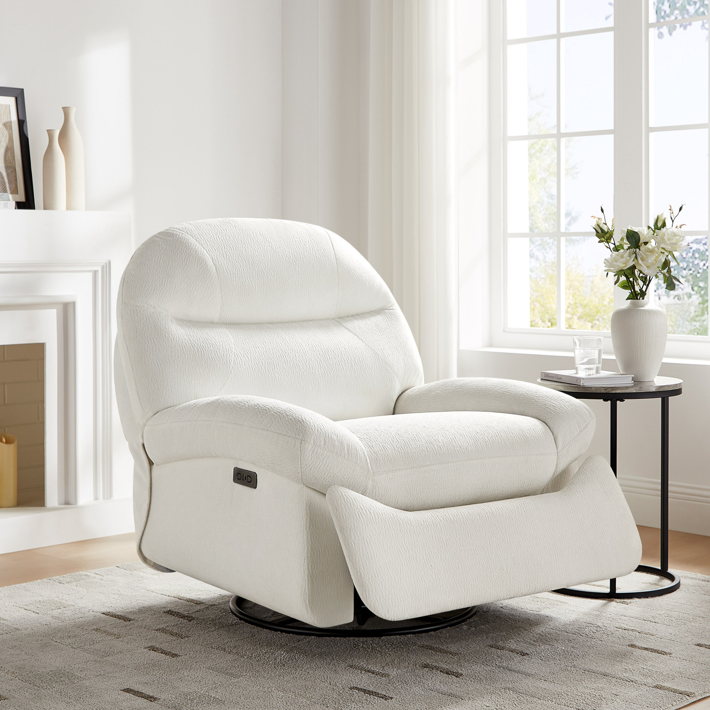 Power swivel nursery glider recliner with USB ＆ Type C Charging, Rocking Chair for Living Room, Bedroom, and Office