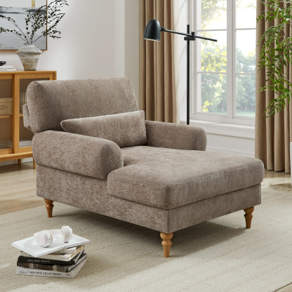 50'' Deep Upholstered Chaise Lounge Chair with Adjustable Backrest