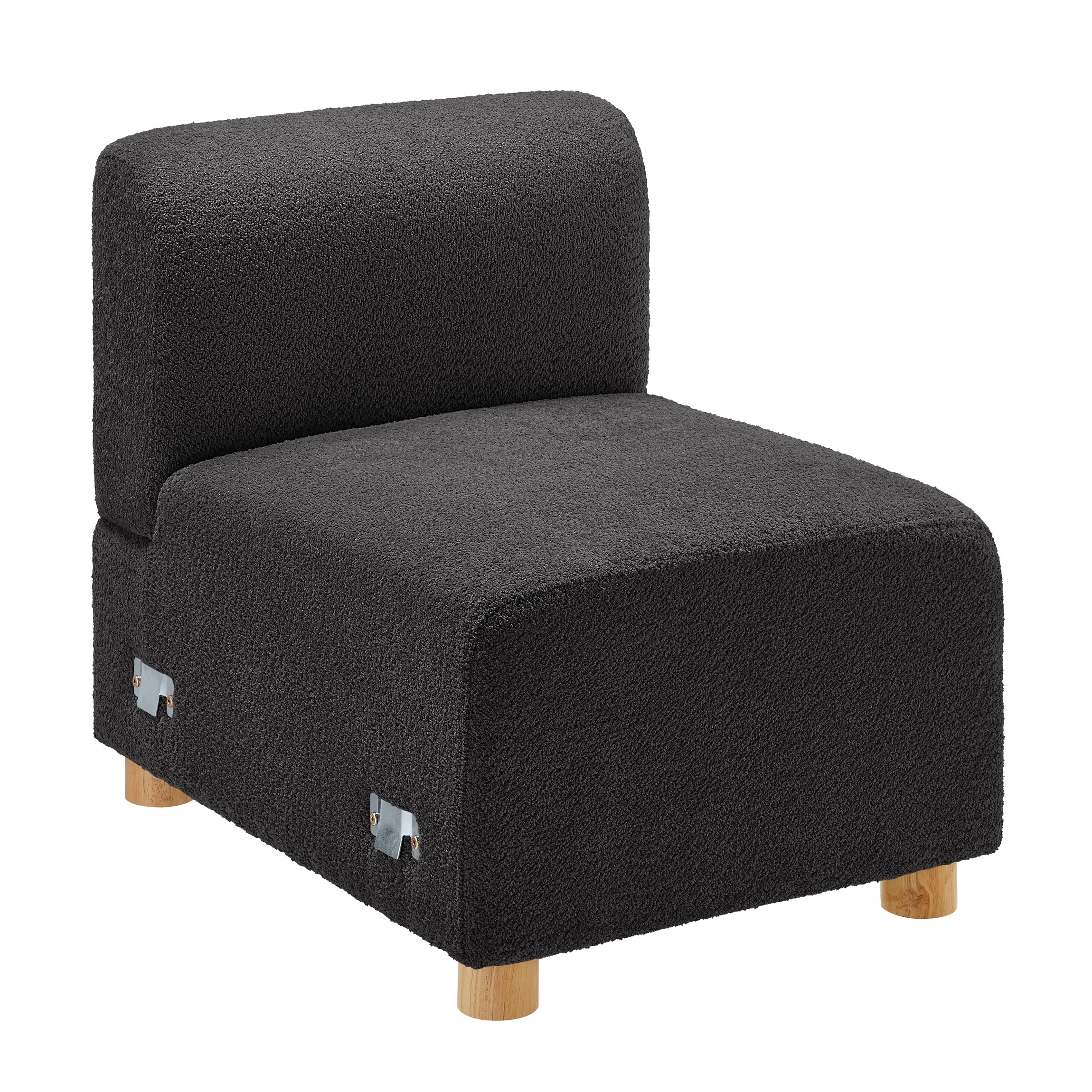 26''W Middle Module Seat for L/U/V Shaped Boucle Modular Sofa Dark Grey