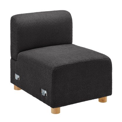 26''W Middle Module Seat for L/U/V Shaped Boucle Modular Sofa Dark Grey