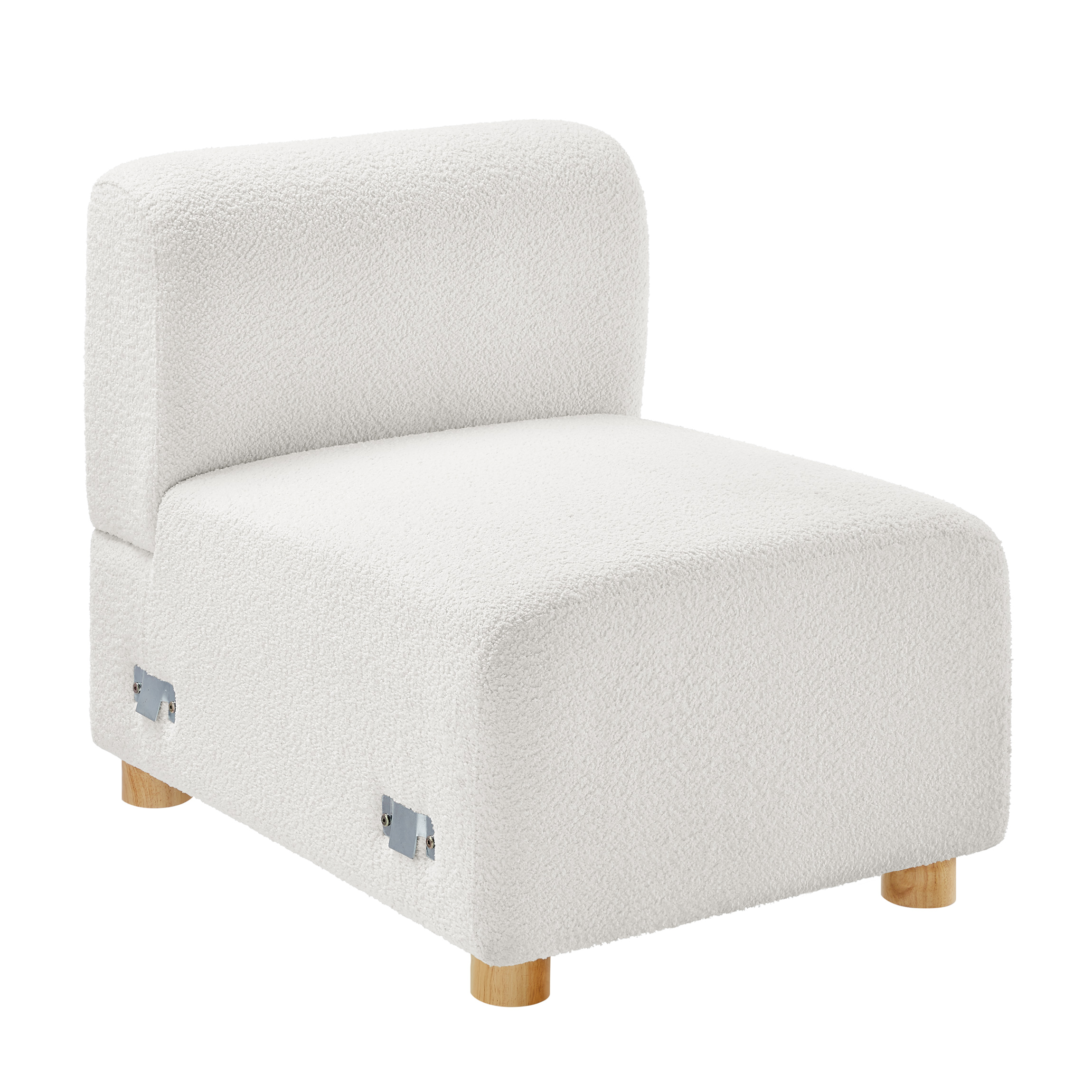 26''W Middle Module Seat for L/U/V Shaped Boucle Modular Sofa White