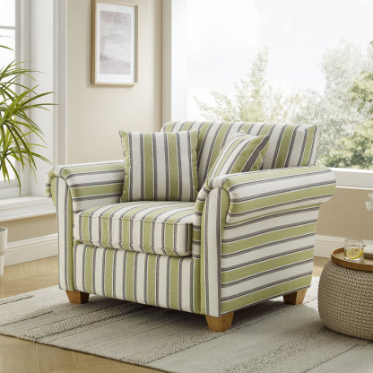 Striped Upholstered Accent Chair with Wood Legs
