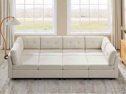 Modular L/U Shaped Chenille Sectional Sofa with Ottoman for Living Room