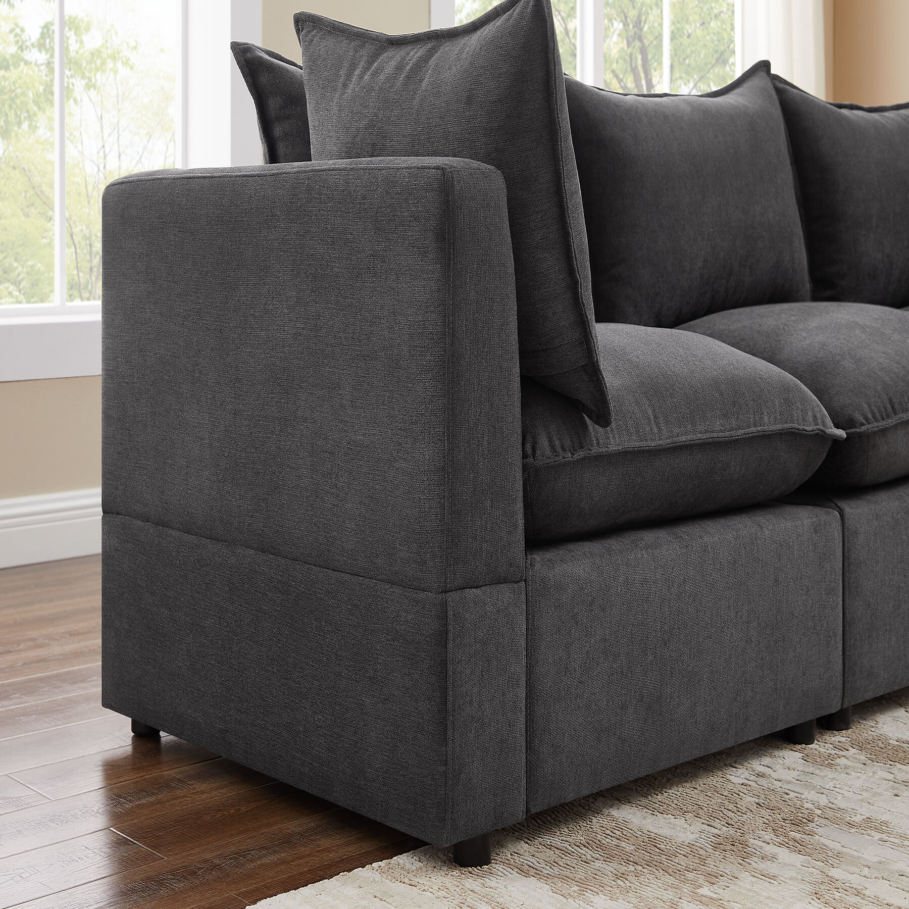 34'' Corner Seat for L/U Shaped Linen Modular Sofa