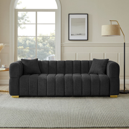 85" W 3-Seater Boucle Waffle Sofa for Chic Living Room & Apartment