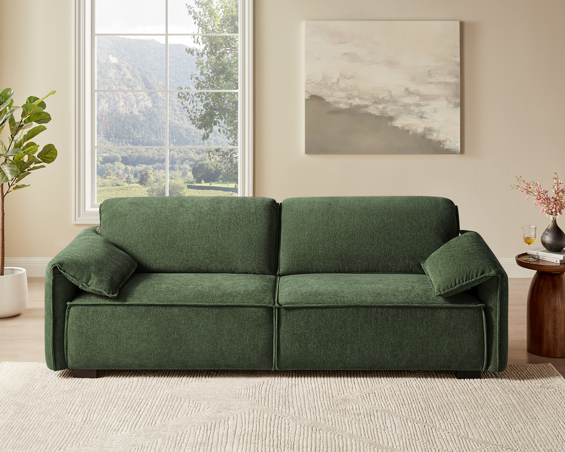 95'' W 2-Seat Elephant-Shaped Chenille Upholstered Loveseat