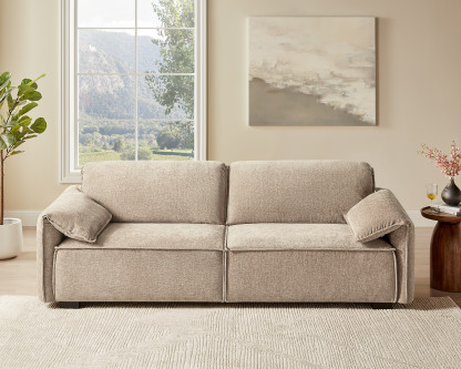 95'' W 2-Seat Elephant-Shaped Chenille Upholstered Loveseat