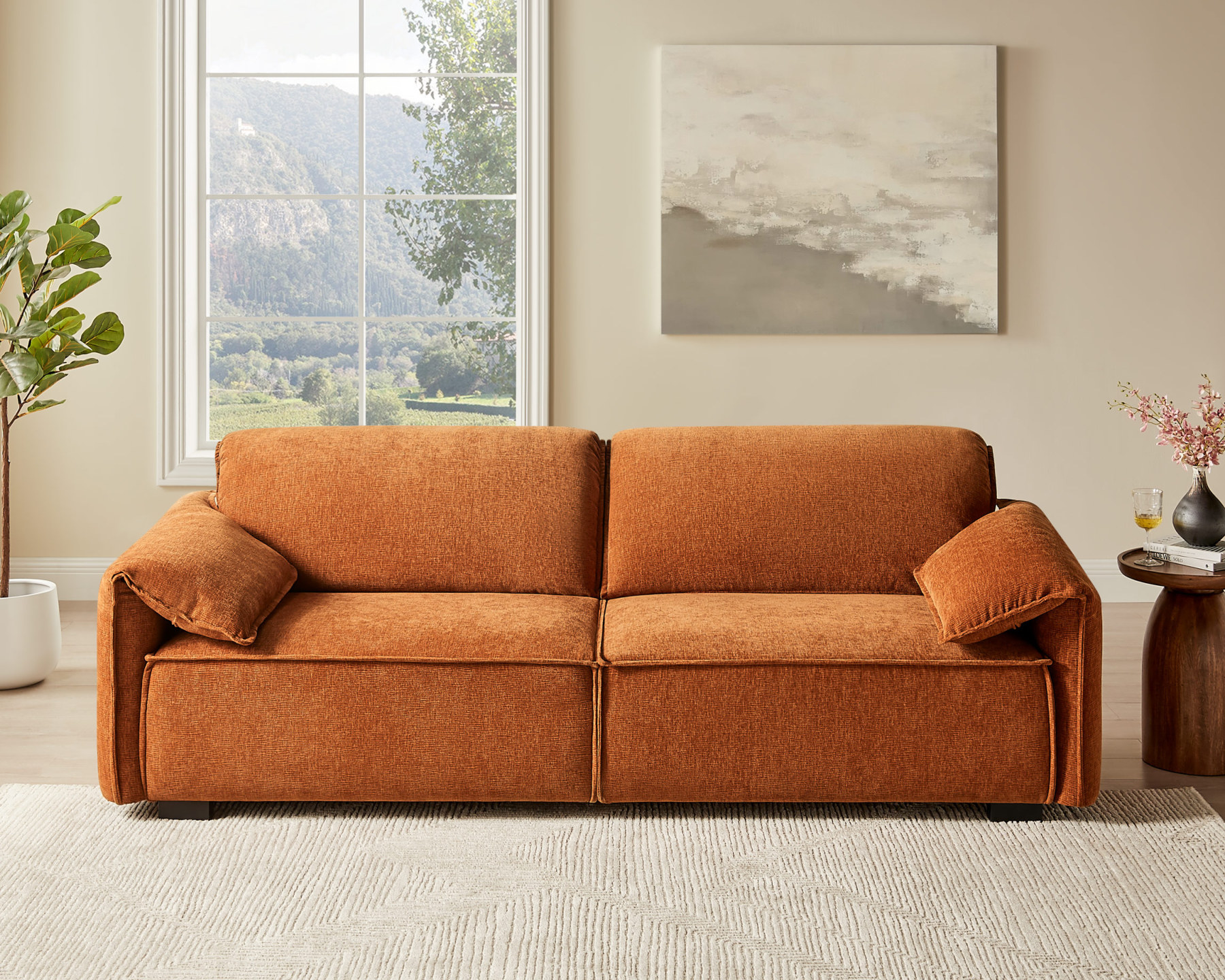 95'' W 2-Seat Elephant-Shaped Chenille Upholstered Loveseat