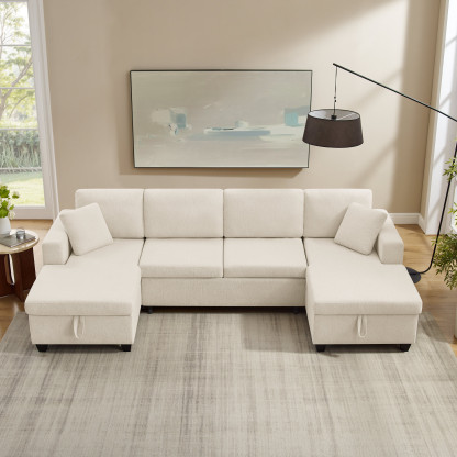 Oversized Pull-Out Sofa Bed – Sectional Sleeper Couch for Living Room