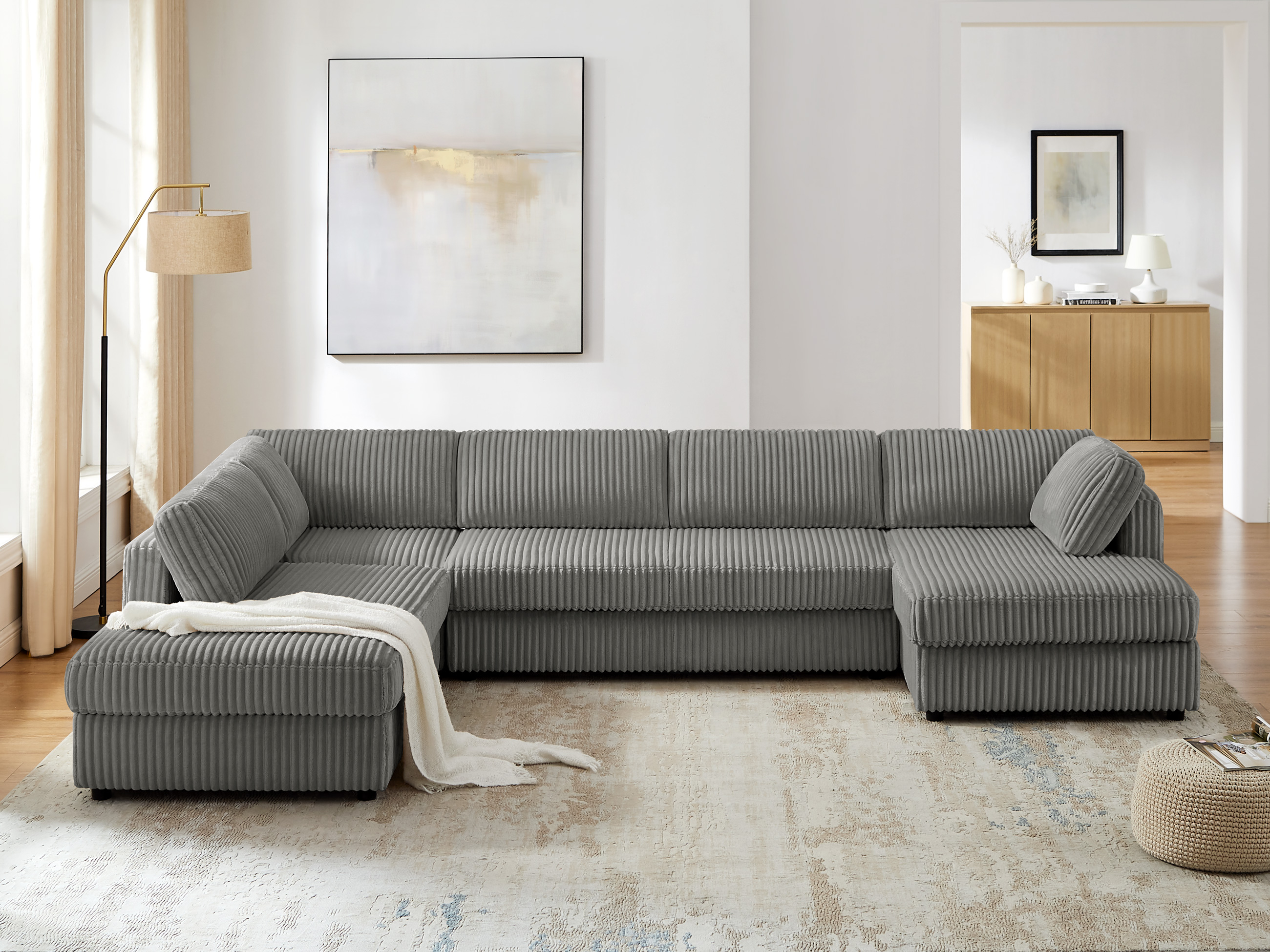 133.1" Oversized Sectional Sofa with Chaise, U-Shaped Cloud Couch for Modern Living Room