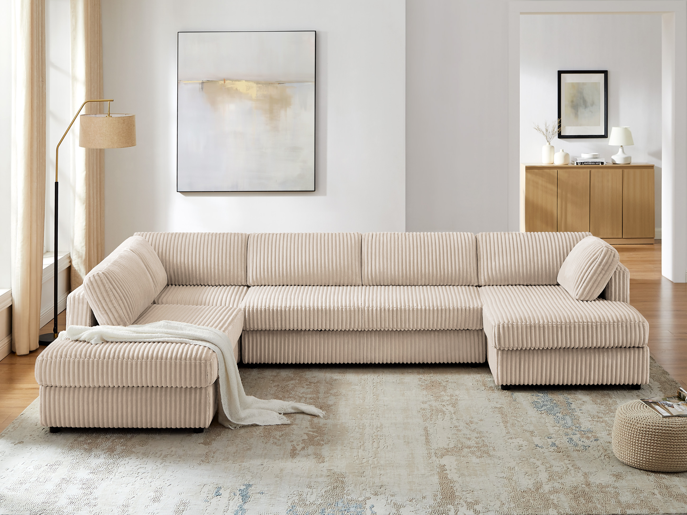 133.1" Oversized Sectional Sofa with Chaise, U-Shaped Cloud Couch for Modern Living Room